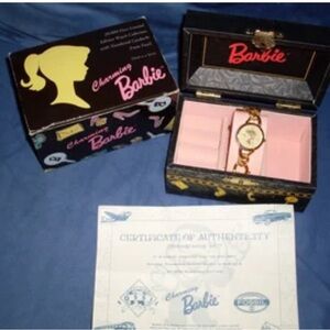"CHARMING" BARBIE GOLD BRACELET WATCH, LIMITED EDITION BY FOSSIL, NWT